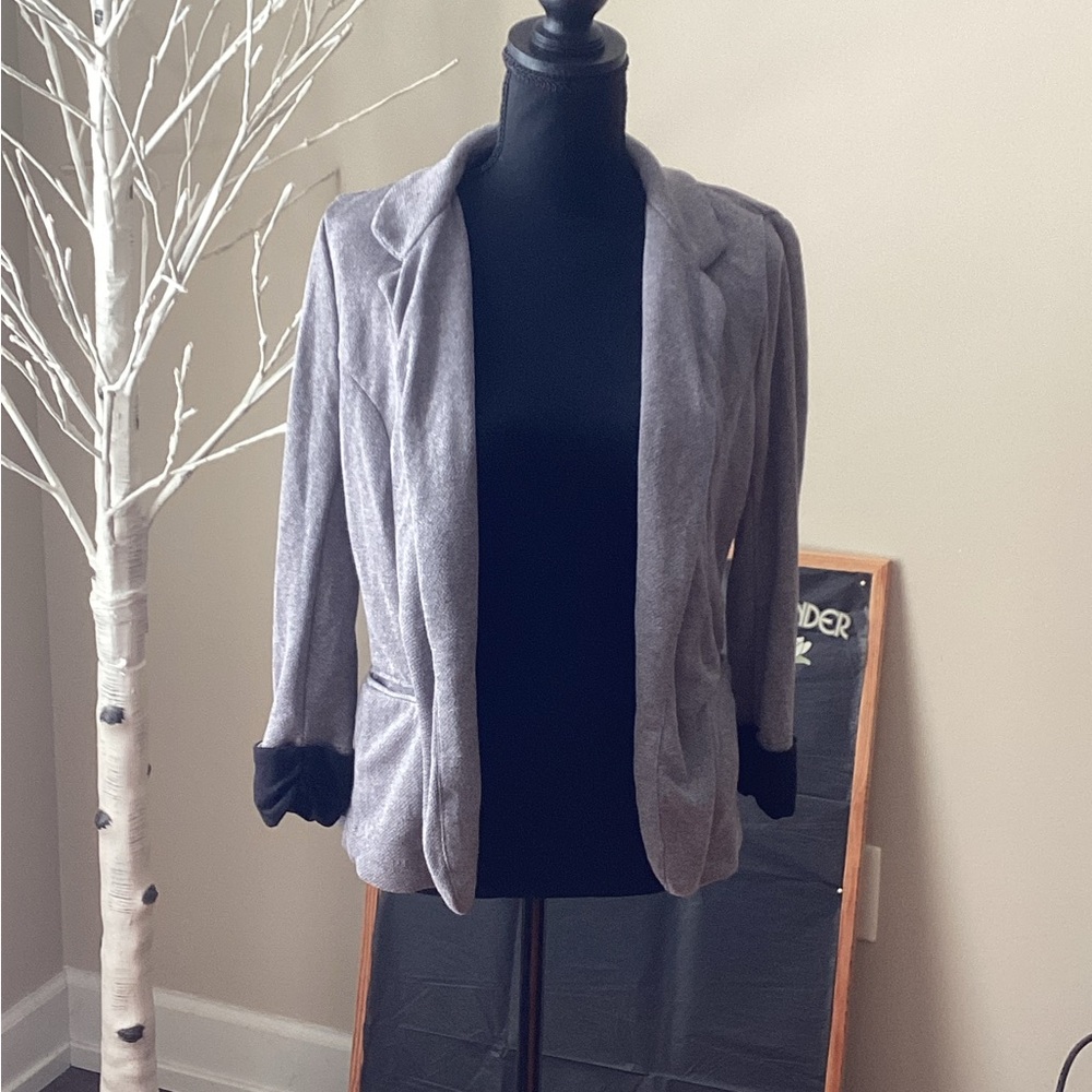 Gray Women's Blazer in Comfortable Knit Fabric